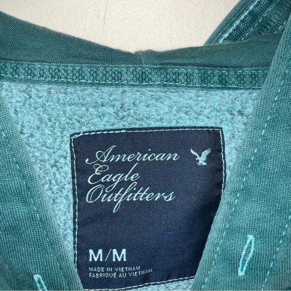 American Eagle Hooded Sweatshirt Green with Kangaroo Pocket Size Medium - Picture 4 of 8
